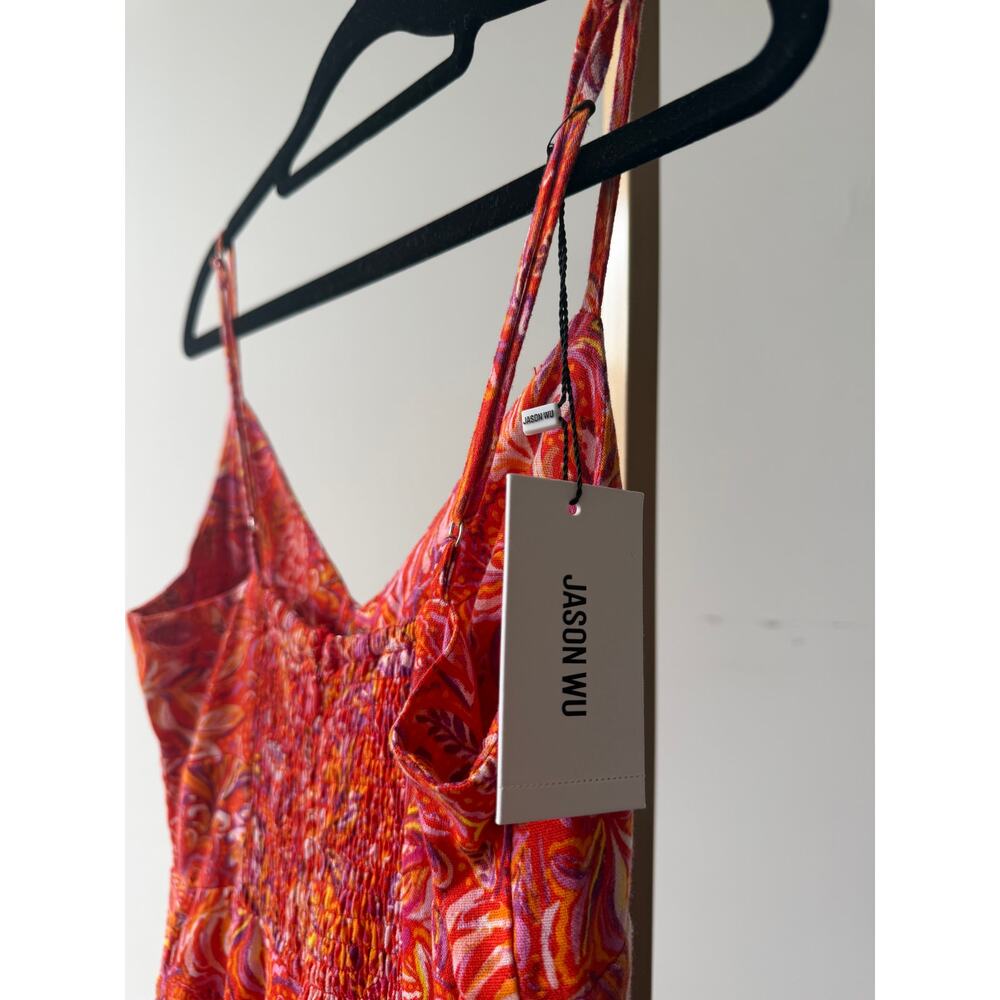 Jason Wu Red Linen Blend Floral Dress with Pockets Size XS NWT - Picture 4 of 16